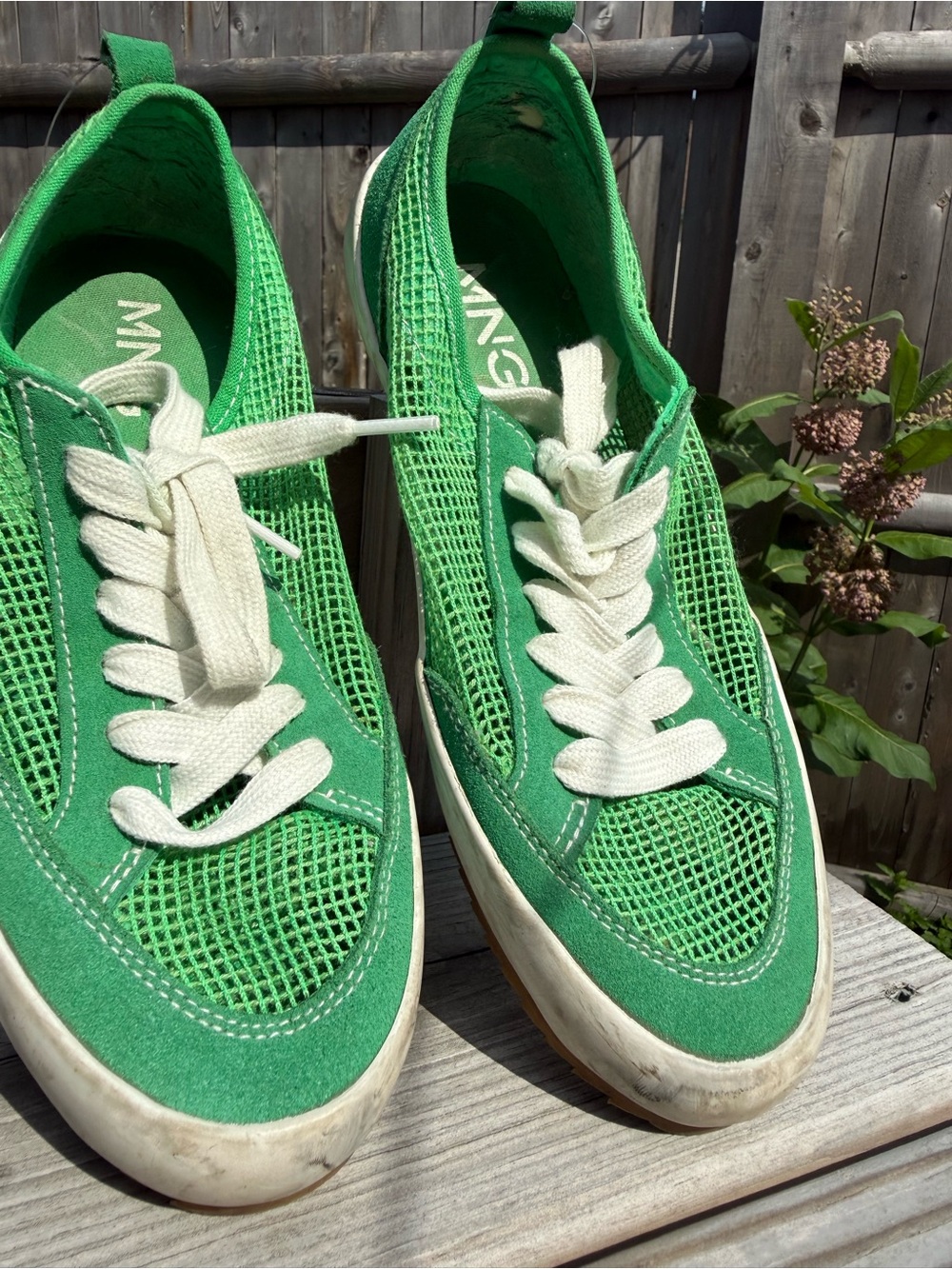 Mango Green Mesh & Suede Sneakers with White Laces